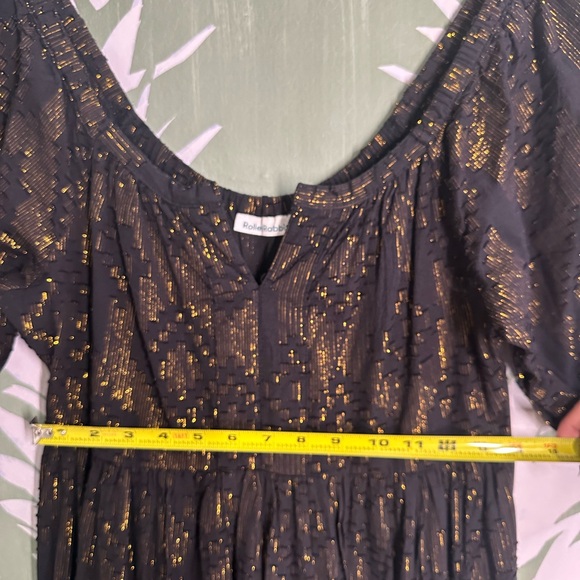 Maxi Dress NWT Roller Rabbit Puff Sleeves - Size S Blk - Picture 8 of 9